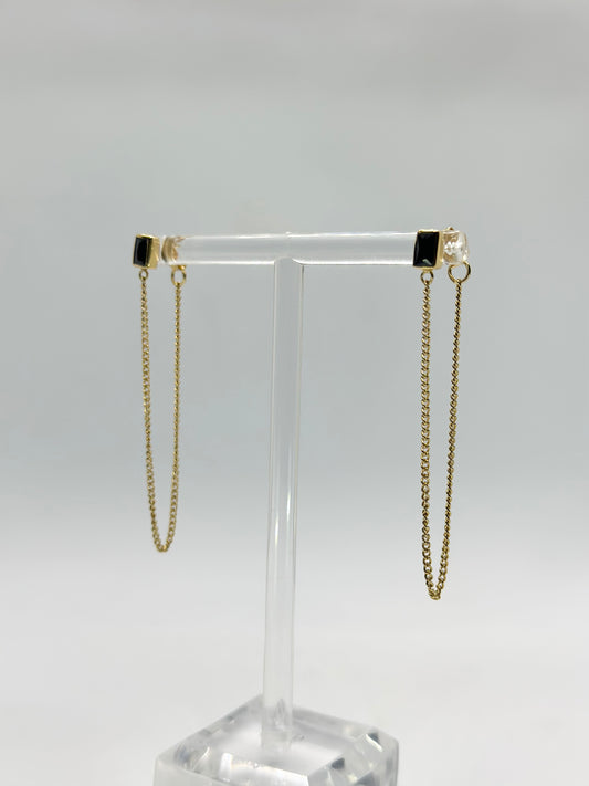 Black Rectangle Chain Earring