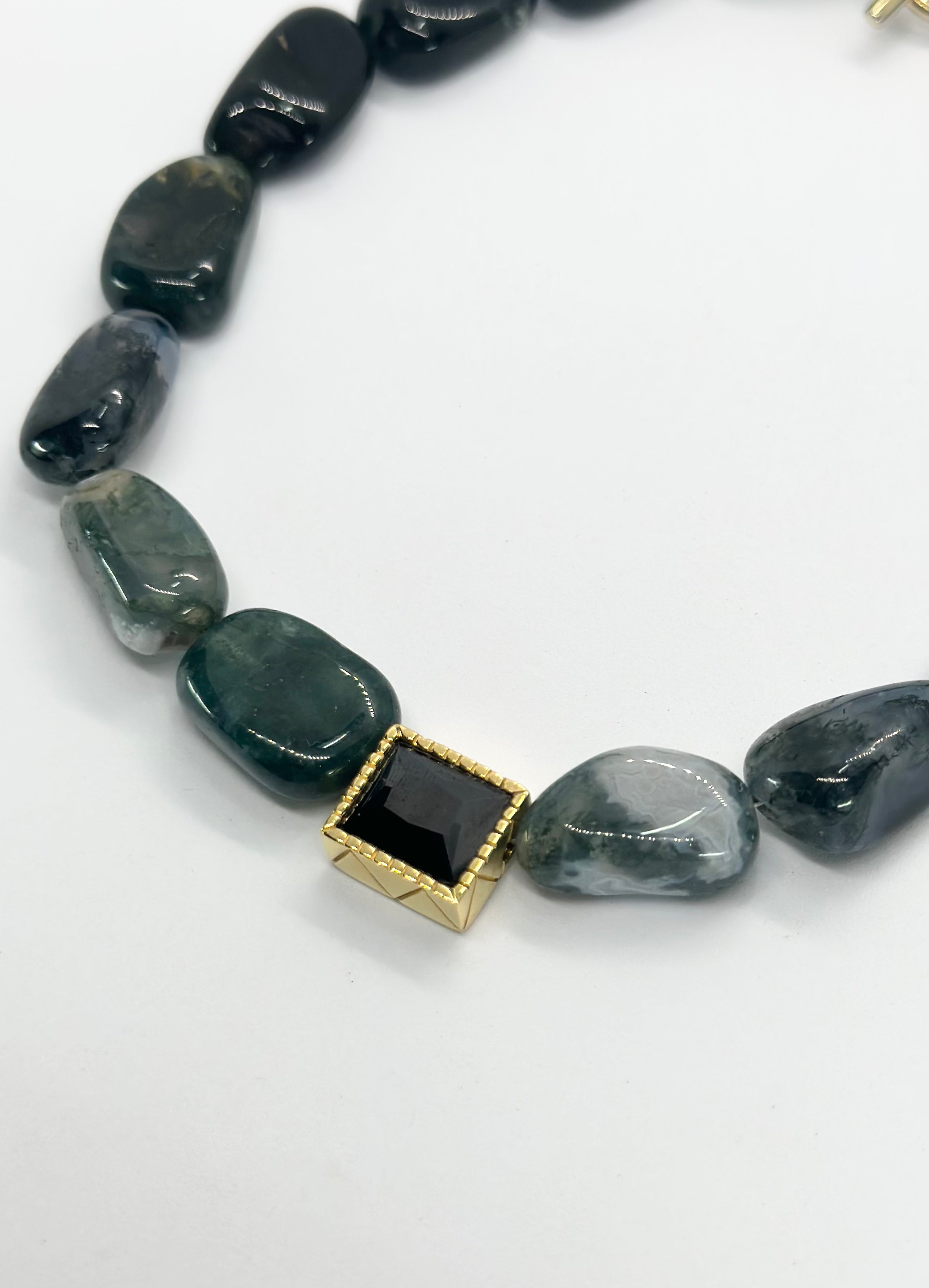 Agate Moss Single Pendant Choker