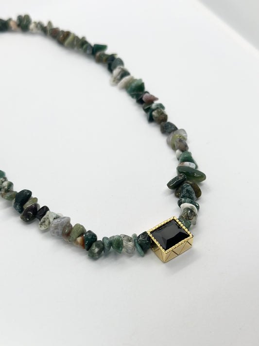 Moss Agate Chip Pendant Necklace