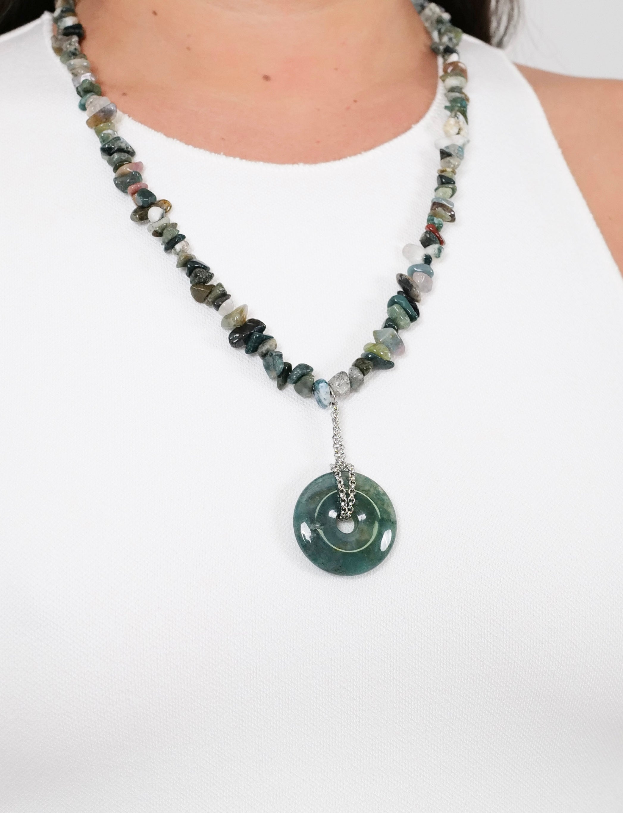 Agate Moss Eye Necklace