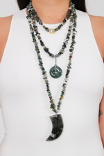 Load image into Gallery viewer, Agate Moss Chip Pendant Necklace
